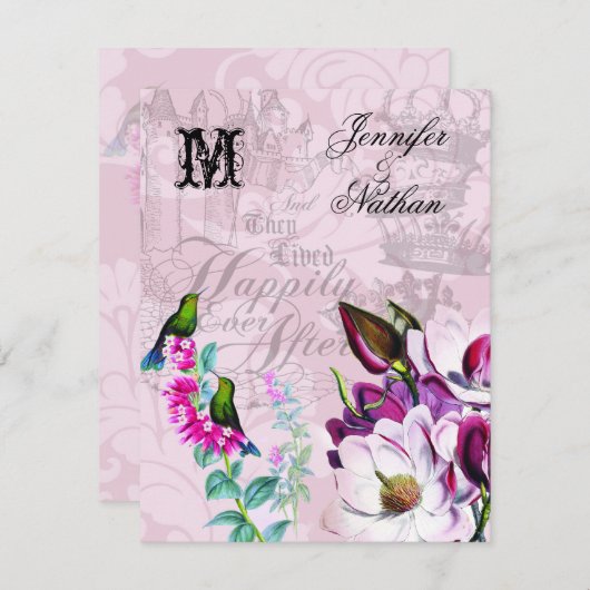 Hummingbirds Magnolias Wedding RSVP Card (Vorne/Hinten)