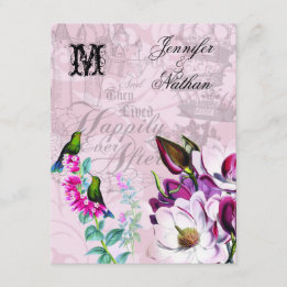 Hummingbirds Magnolias Wedding RSVP Card Karte
