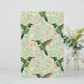 Hummingbirds on a floral background briefpapier (Stehend Vorderseite)