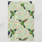 Hummingbirds on a floral background briefpapier (Vorne/Hinten)