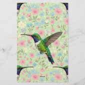 Hummingbirds on a floral background briefpapier (Rückseite)