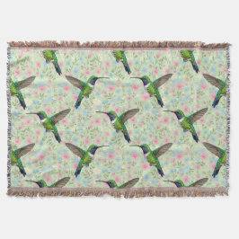 Hummingbirds on a Floral background throw Decke