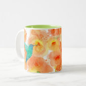 Hummingbirds Orange Hollyhock Blume Zweifarbige Tasse (Vorderseite Links)