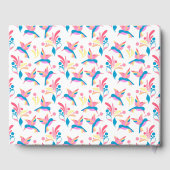 Hummingbirds Pastell Blue Pink Bird Muster Gästebuch (Rückseite)