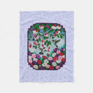 Hummingbirds Pink Fuchsia Blume Lavendel Fleecedecke