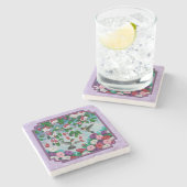 Hummingbirds Pink Fuchsia Blume Lavendel Steinuntersetzer (Seitenansicht)