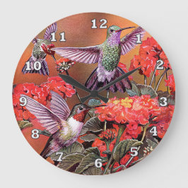 Hummingbirds Round (Large) Wall Clock Große Wanduhr