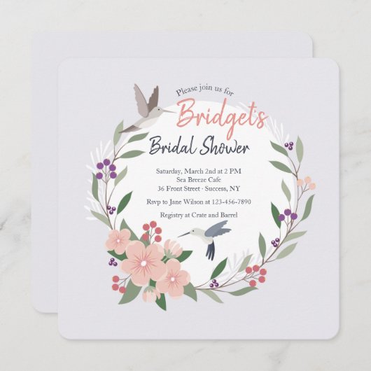 Hummingbirds Square Einladung (Vorne/Hinten)