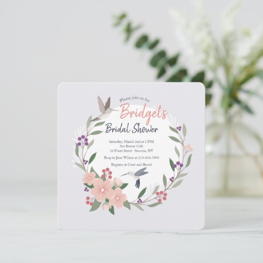 Hummingbirds Square Einladung (Stehend Vorderseite)