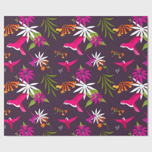Hummingbirds tropischer Regenwald Farbenfrohe Prin Geschenkpapier (Flach)