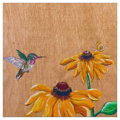 Hummingbirds und Daisy Fabric Stoff (Nahaufnahme)