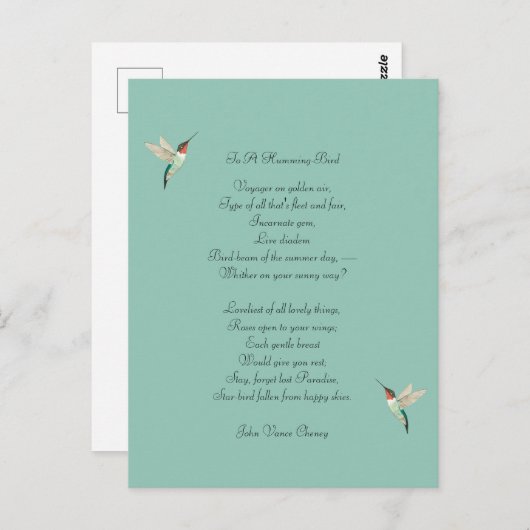 Hummingbirds und John Vance Cheney Quote Postkarte (Vorne/Hinten)