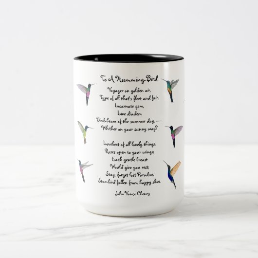 Hummingbirds und John Vance Cheney Zitat Zweifarbige Tasse (Mittel)