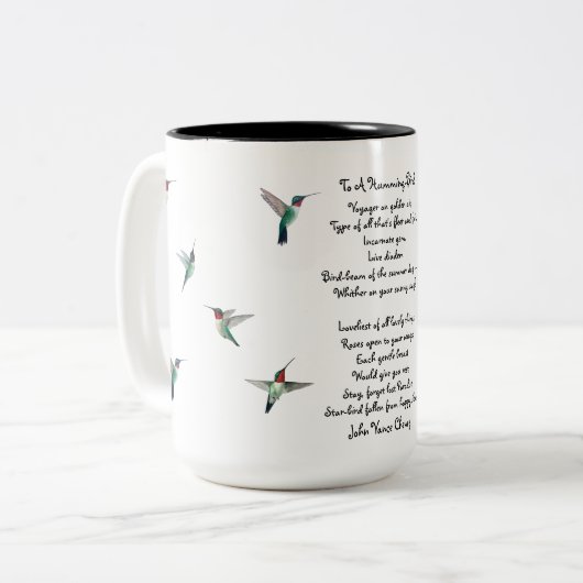 Hummingbirds und John Vance Cheney Zitat Zweifarbige Tasse (Vorderseite Links)