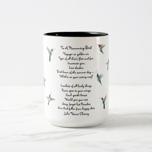 Hummingbirds und John Vance Cheney Zitat Zweifarbige Tasse (Mittel)