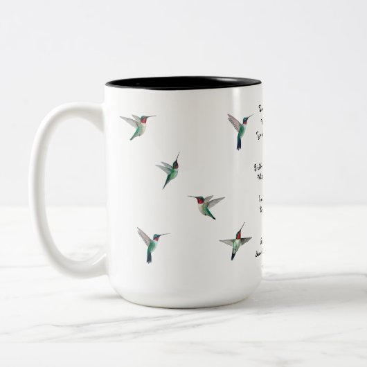 Hummingbirds und John Vance Cheney Zitat Zweifarbige Tasse (Links)