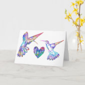 Hummingbirds und Watercolor Liebe Heart Wedding Karte (Gelbe Blume)