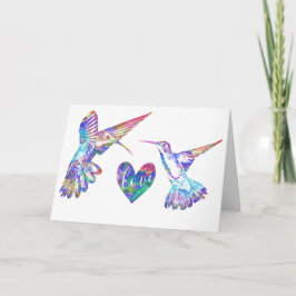 Hummingbirds und Watercolor Liebe Heart Wedding Karte