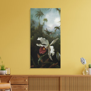 Hummingbirds und White Orchid von Martin J. Heade Leinwanddruck