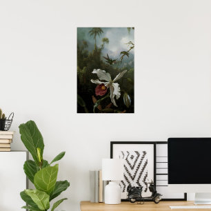 Hummingbirds und White Orchid von Martin J. Heade Poster