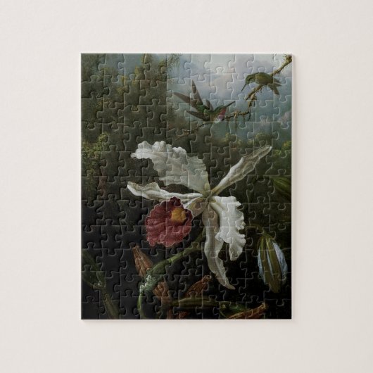 Hummingbirds und White Orchid von Martin J. Heade Puzzle (Vertikal)