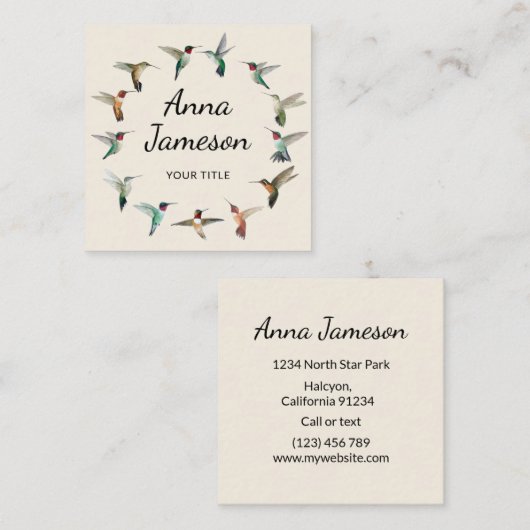 Hummingbirds Wath Square Business Card Quadratische Visitenkarte (Vorne/Hinten)