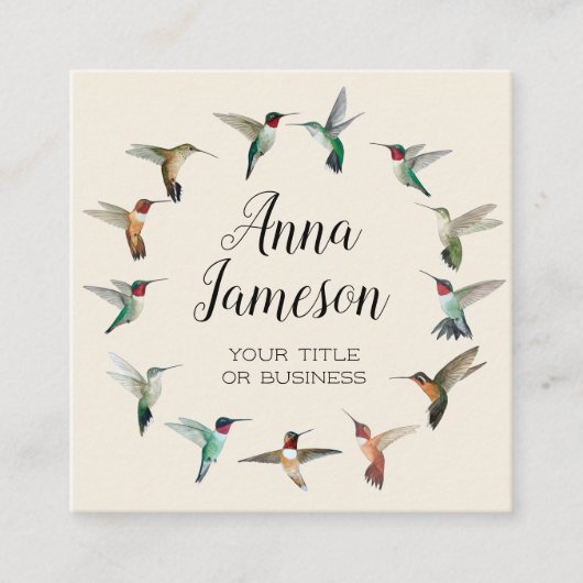 Hummingbirds Wath Square Business Card Quadratische Visitenkarte (Vorderseite)