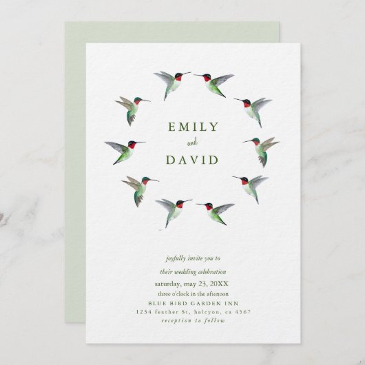Hummingbirds Wedding Invitation Einladung (Vorne/Hinten)