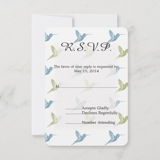 Hummingbirds Wedding RSVP Karte (Vorderseite)