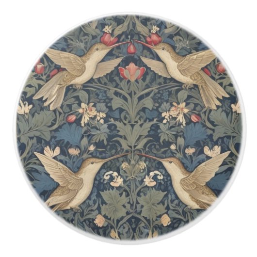 Hummingbirds William Morris style Hummingbird Keramikknauf (Vorderseite)