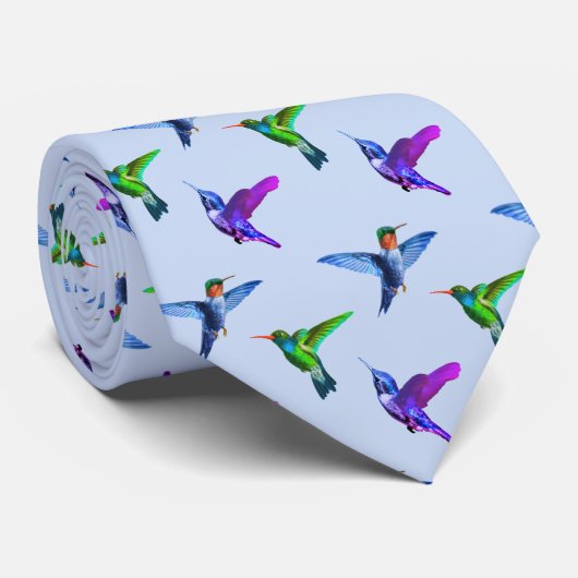Hummingvögel auf Light Blue Krawatte (Gerollt)