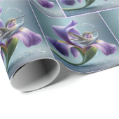 Hummingvogel baden in einem Iris-Blossom Geschenkpapier (Rolleneckpunkt)