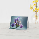 Hummingvogel baden in einem Iris-Blossom Karte (Gelbe Blume)