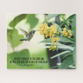 Hummingvogel bei Blume mit Vers von Psalm 37:4 Puzzle
