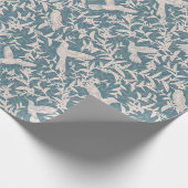 Hummingvögel blättrigen blau Vintag Geschenkpapier (Ecke)