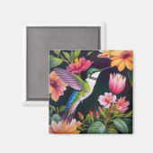 Hummingvogel farbenfrohe Blumenbilder Magnet (Vorderseite/Rückseite)