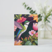 Hummingvogel farbenfrohe Blumenbilder Postkarte (Stehend Vorderseite)