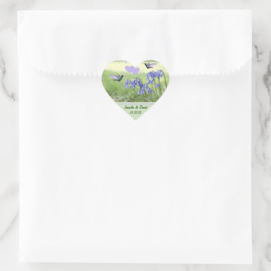 Hummingvögel Hochzeitsticker Herz-Aufkleber (Tasche)