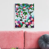 Hummingvögel im Blumengarten von Fuchsia Leinwanddruck (Insitu (Wohnzimmer))