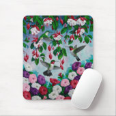 Hummingvögel im Blumengarten von Fuchsia Mousepad (Mit Mouse)