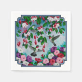 Hummingvögel im Blumengarten von Fuchsia Serviette (Vorderseite)