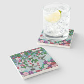 Hummingvögel im Blumengarten von Fuchsia Steinuntersetzer (Seitenansicht)