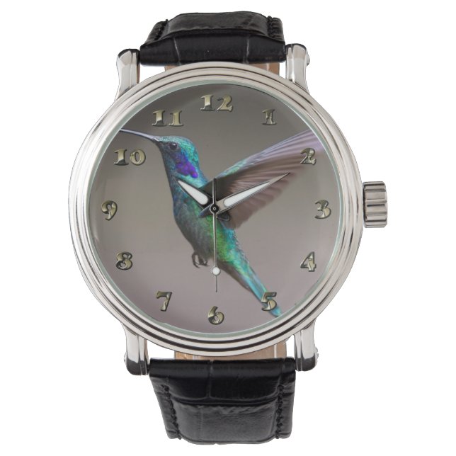 Hummingvogel im Flug Armbanduhr (Vorderseite)