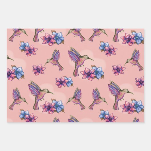 Hummingvogel im Flug Geschenkpapier Set (Vorderseite)