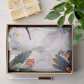 Hummingvögel im Flug mit floralem Hintergrund Seidenpapier (Geschenk)