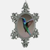Hummingvogel im Flug Schneeflocken Zinn-Ornament (Links)