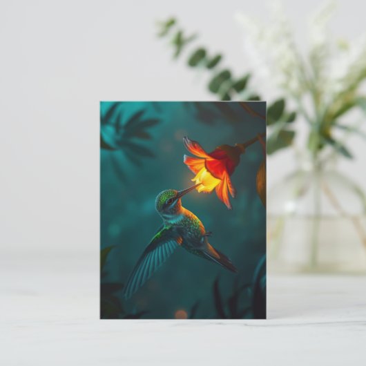 Hummingvogel im Garten Postkarte (Stehend Vorderseite)