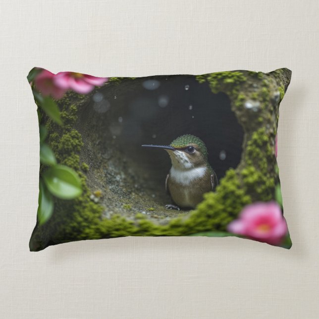 Hummingvogel im Nest Dekokissen (Vorderseite)