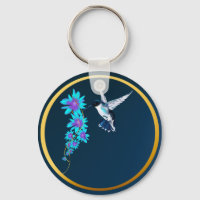 Hummingvogel in blauem Schlüsselanhänger