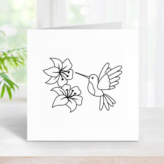 Hummingvogel in der Nähe von Blume Gummistempel